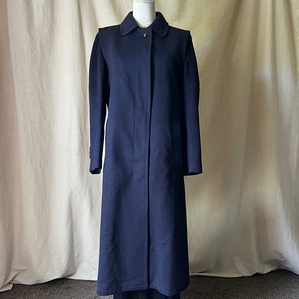 Vintage Salko Austrian Loden Wool Alpaca Coat Zip Out Lining Navy Blue Women's 8 - Picture 1 of 9